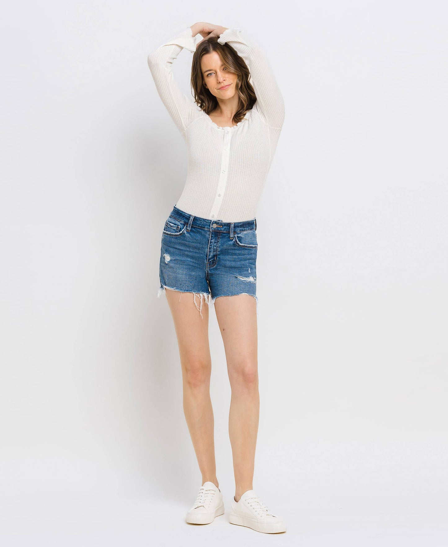 High Rise Distressed Shorts