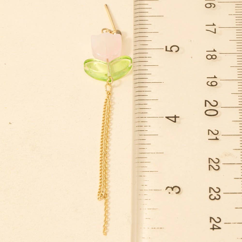 Acrylic Tulip Dangle Chain Earrings