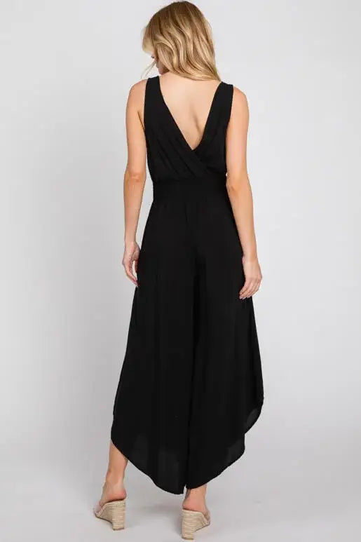 Washed Smocked Waist Jumpsuit
