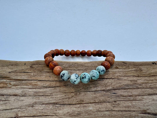 Apatite and Bayong Wood Bracelet