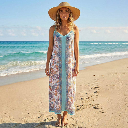 Boho Paisley Print Maxi Dress