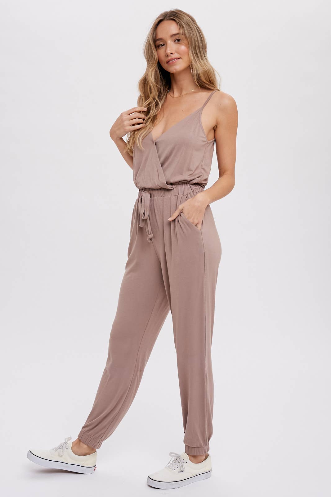 Surplice Casual Jersey Jumpsuit