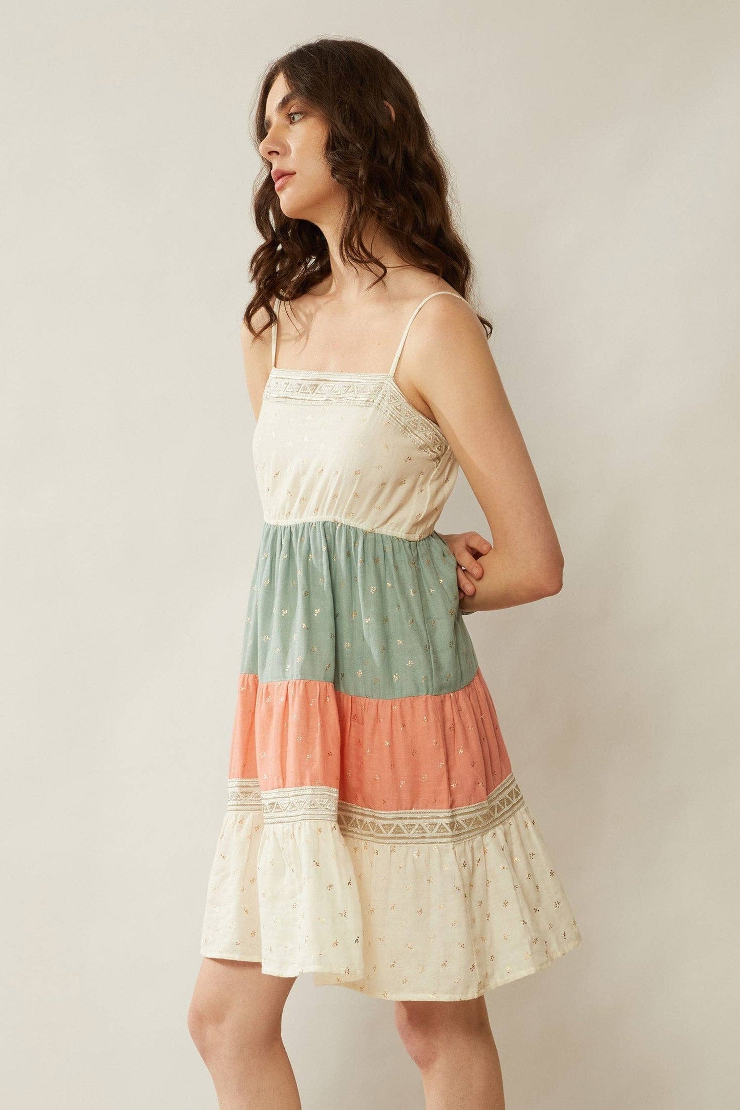 Color Stripe Babydoll Dress