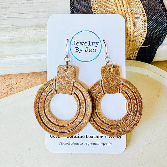 Embossed Ring Earrings: Vintage Cowboy