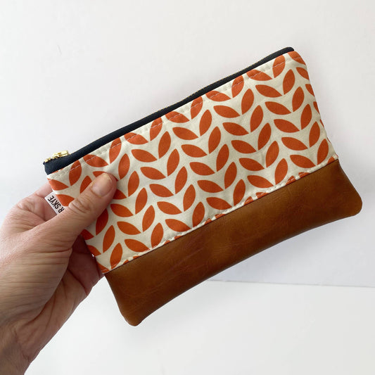 Coin purse in blooms fall leaves white and orange