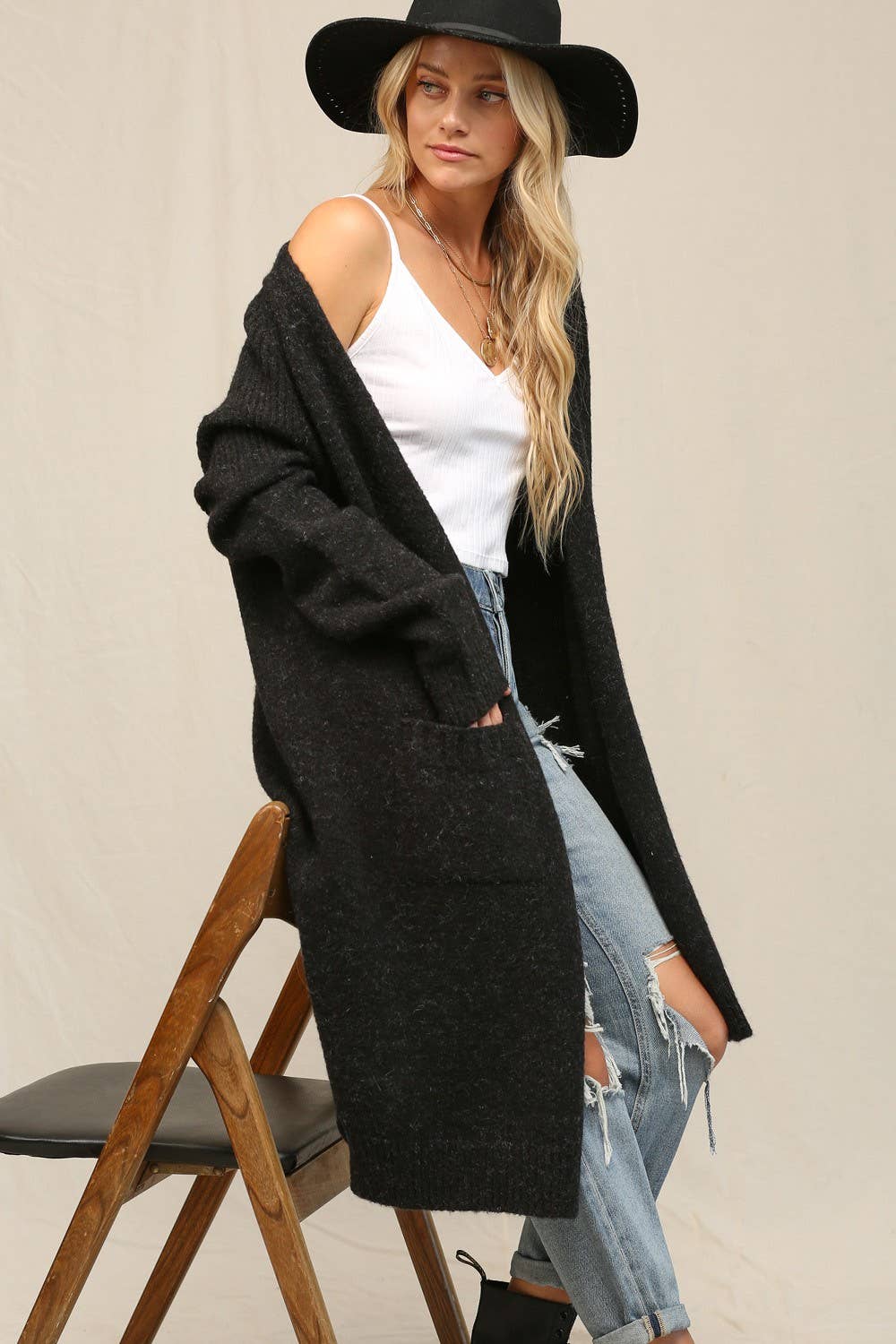 Midi Open Front Cardigan