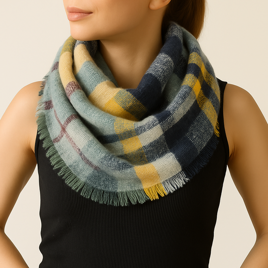 Plaid Soft Woven Infinity Scarf