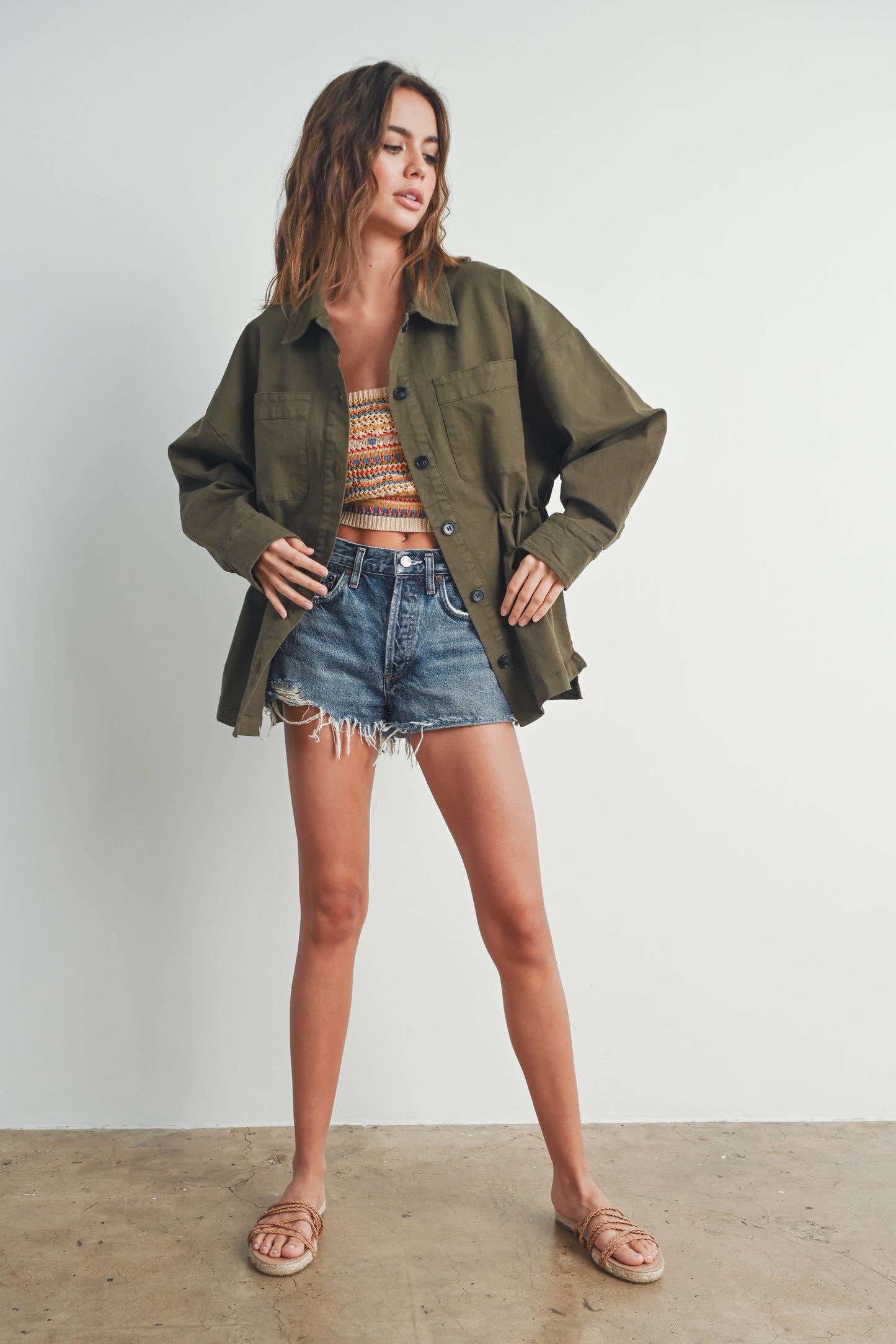 Fall Adjustable Waist Cotton Jacket