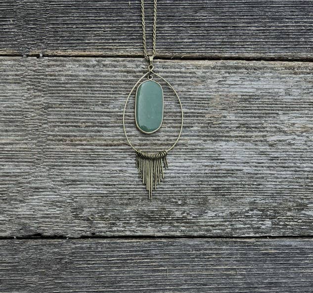 Sale -Valerie Green Aventurine Teardrop 27" Pendant Necklace