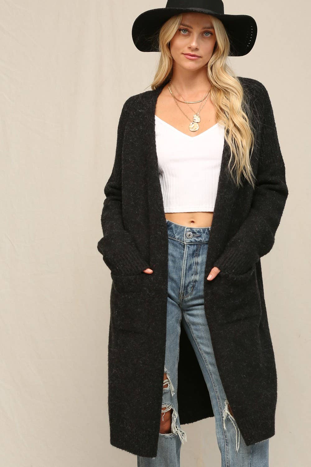 Midi Open Front Cardigan