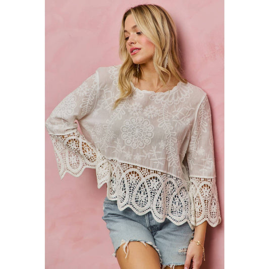 Embroidered Crotchet Boho Top