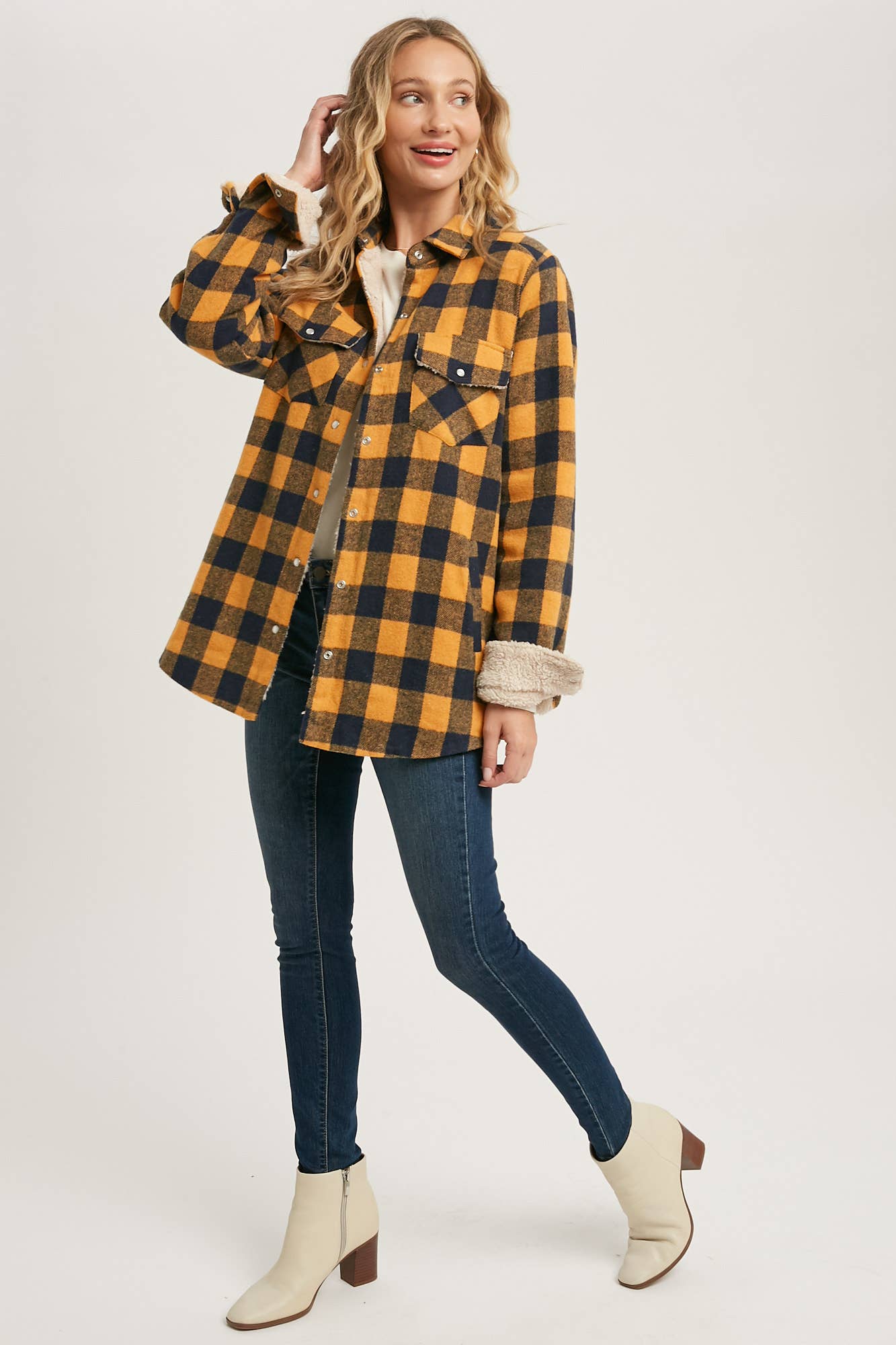 Buffalo Plaid Sherpa-Lined Shacket