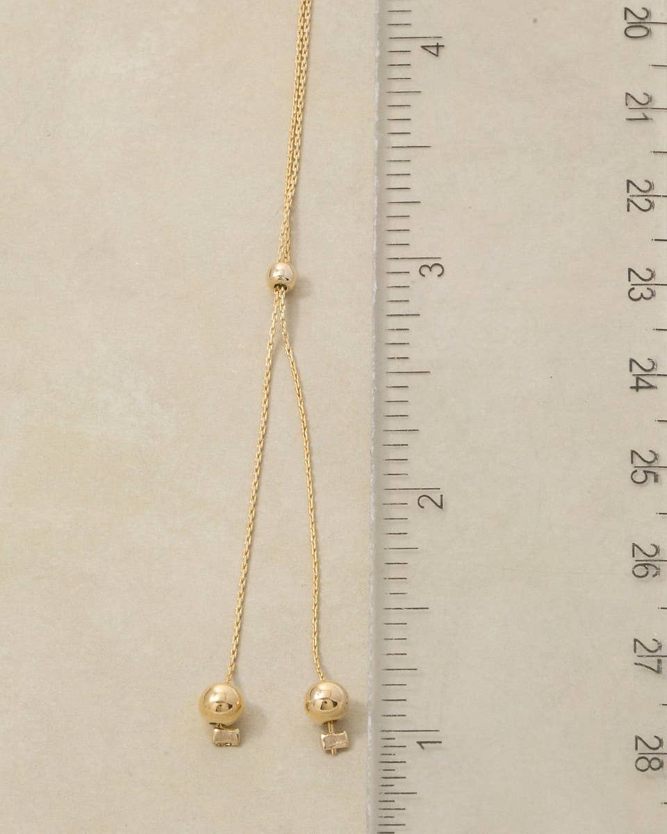 Chain Link Ball Bead Lariat Necklace