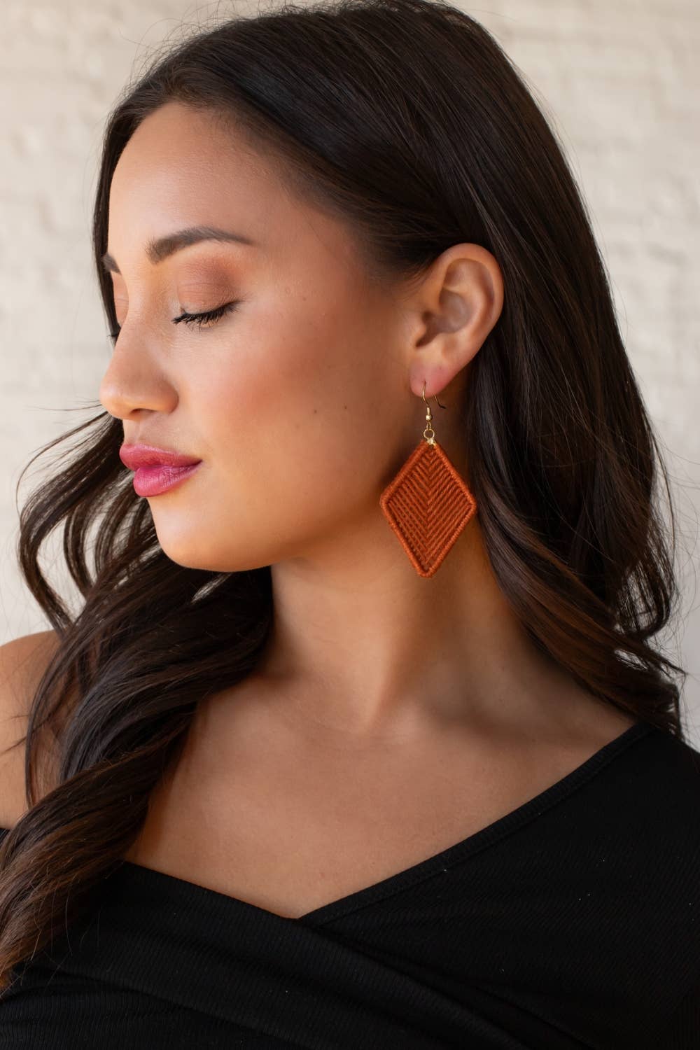 Rust Diamond Crochet Earrings