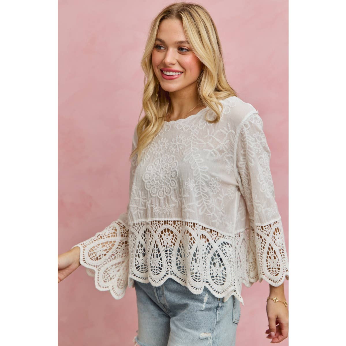 Embroidered Crotchet Boho Top