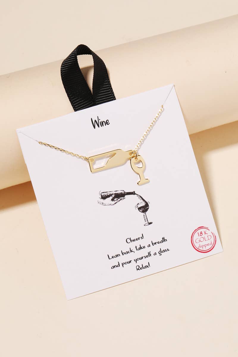 Gold Dipped Wine Bottle Charm Necklace