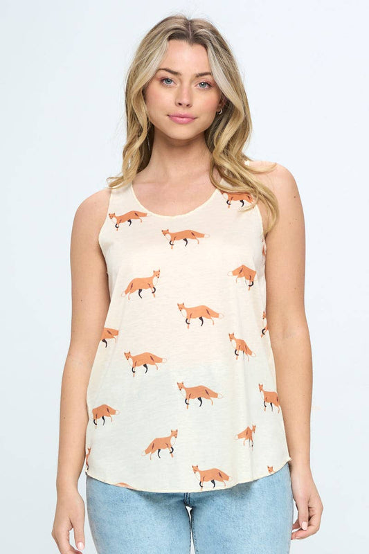 Fox Print Tank Top