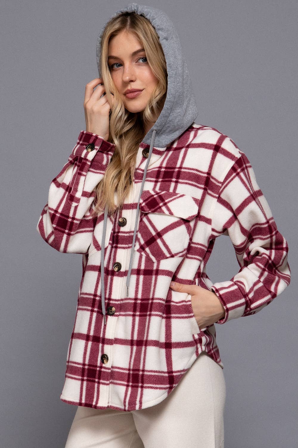 Plaid Hoodie Fleece Jacket