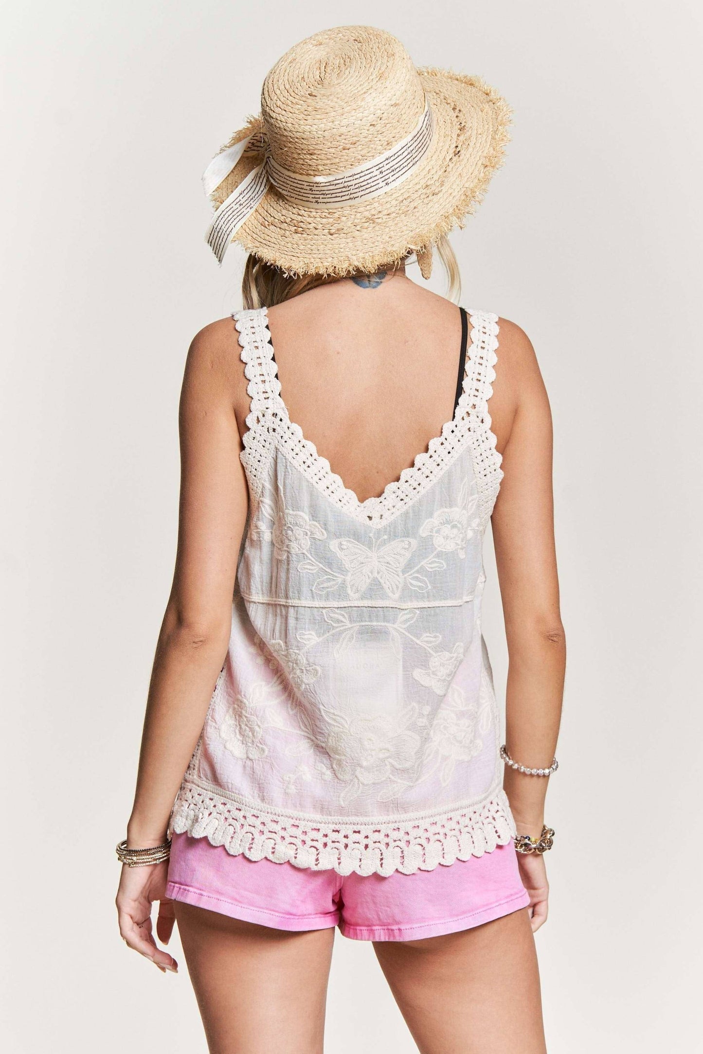 Embroidered Crochet Tank Top