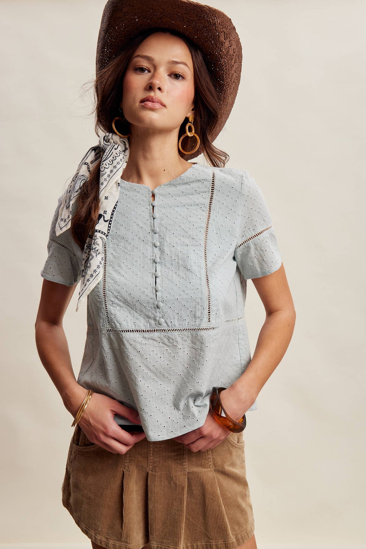 Blue Poppy Eyelet Blouse