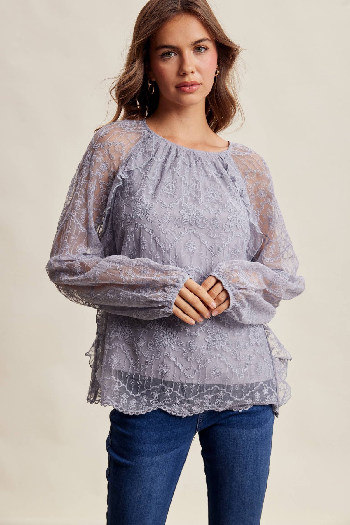 Bohemian Ruffled Lace Blouse