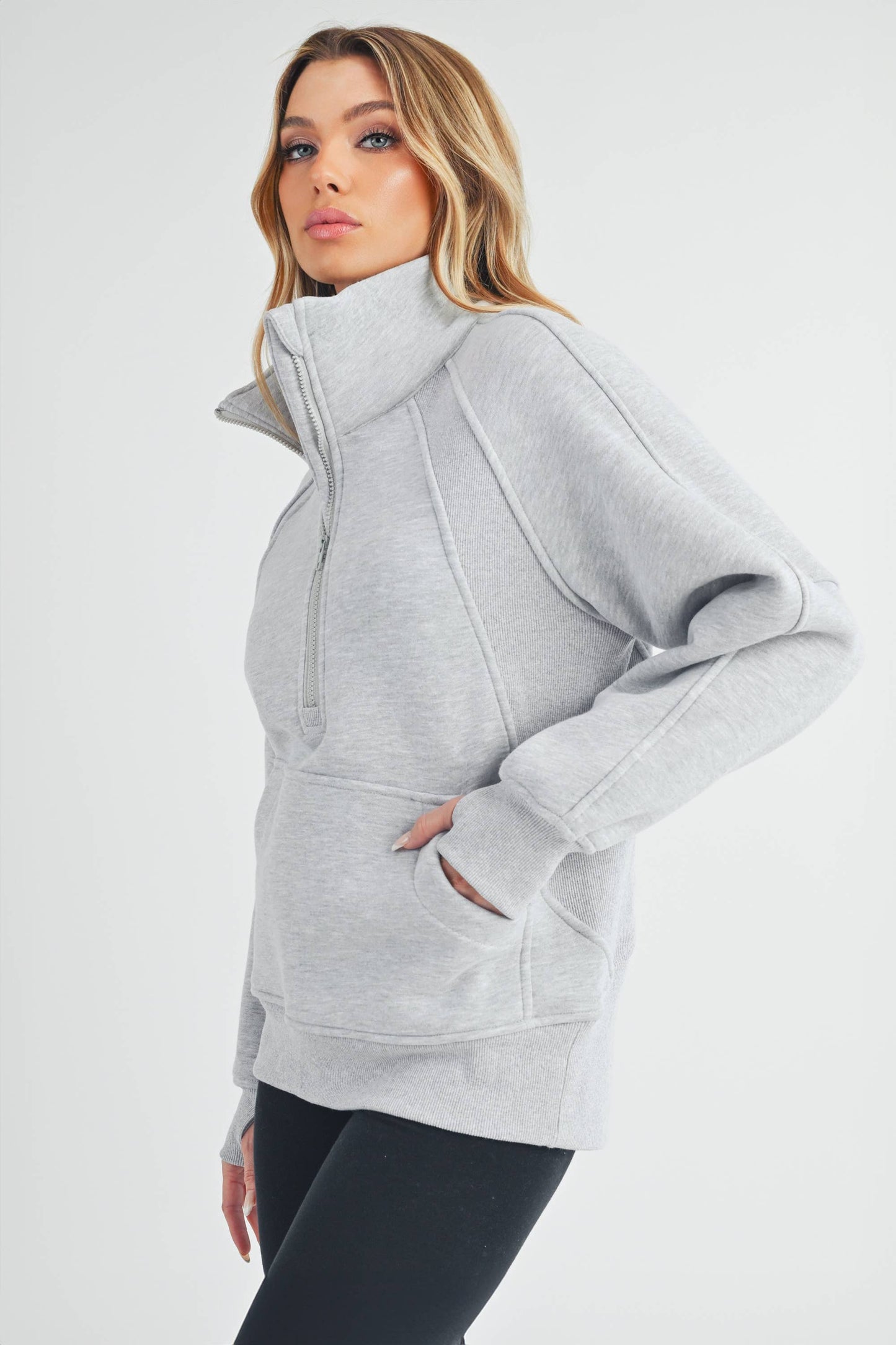 Long Dove Funnel Neck Half Zip