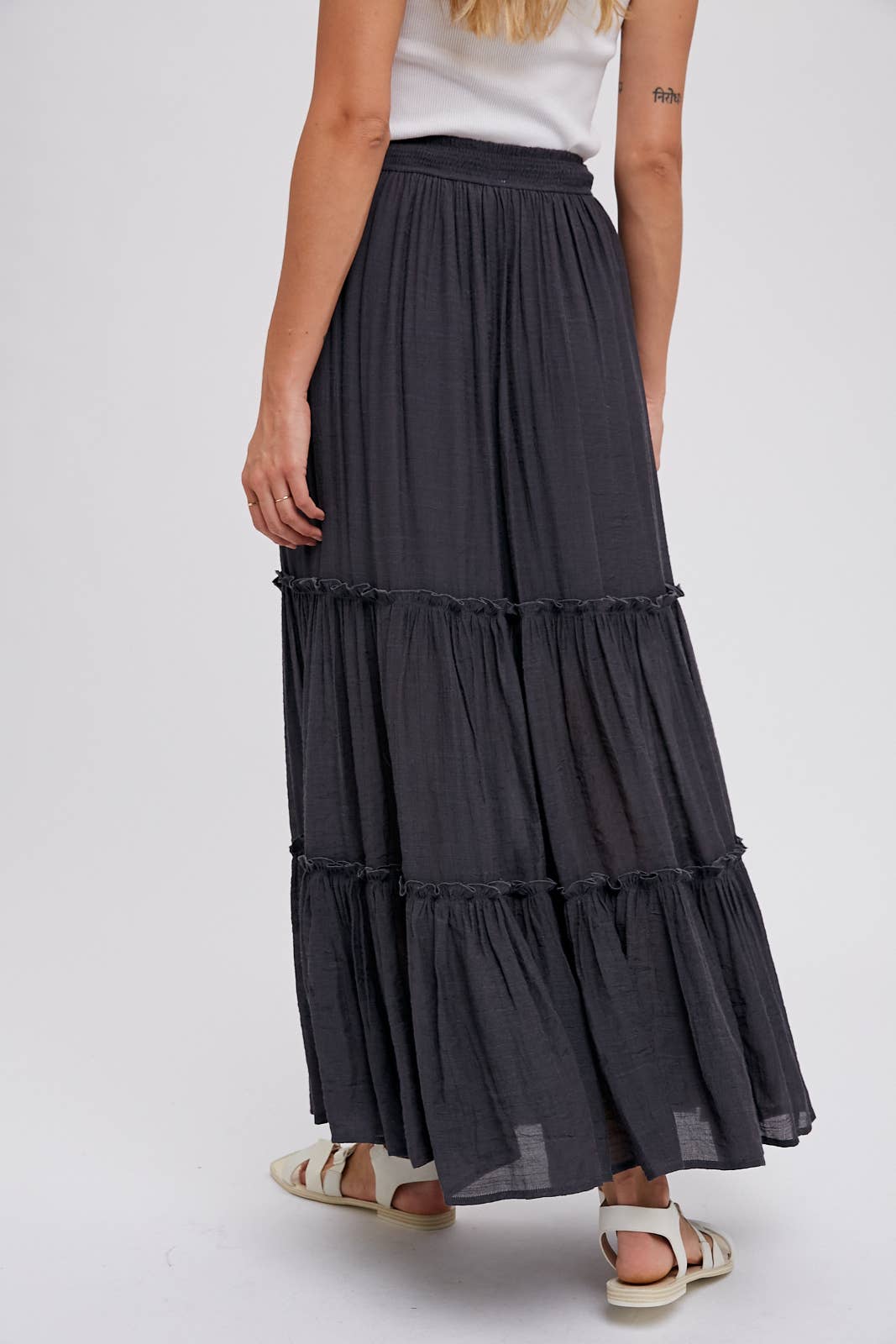 Tiered Ruffle Flowy Maxi Skirt