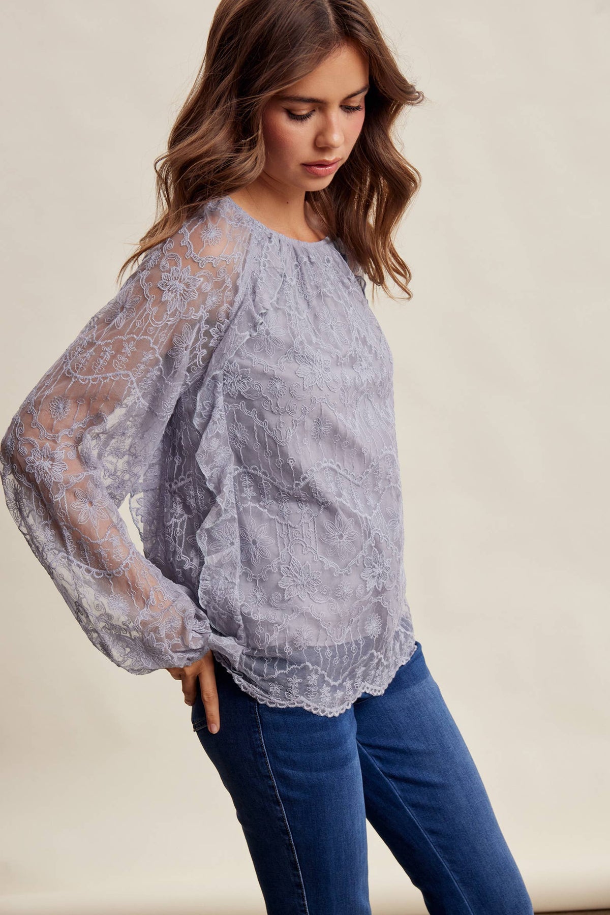 Bohemian Ruffled Lace Blouse