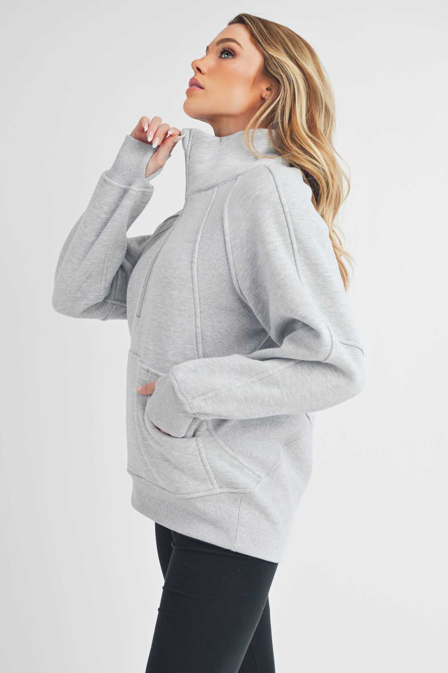 Long Dove Funnel Neck Half Zip
