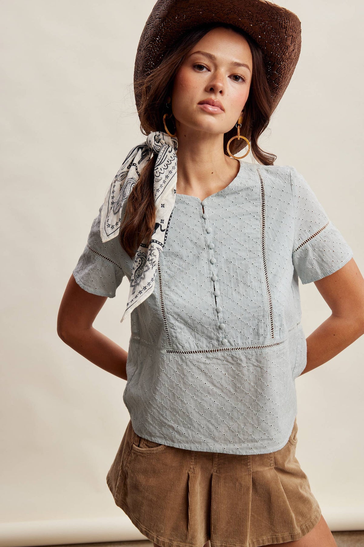 Blue Poppy Eyelet Blouse