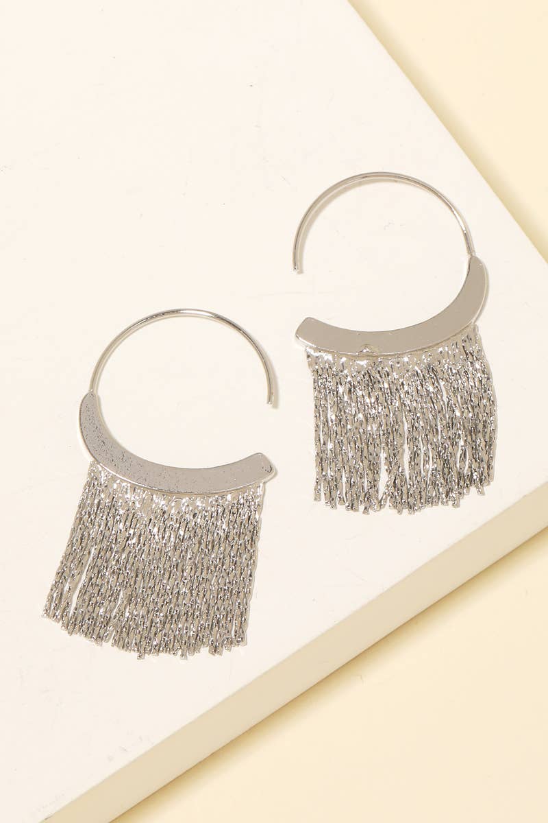 Metallic Fringe Hoop Earrings