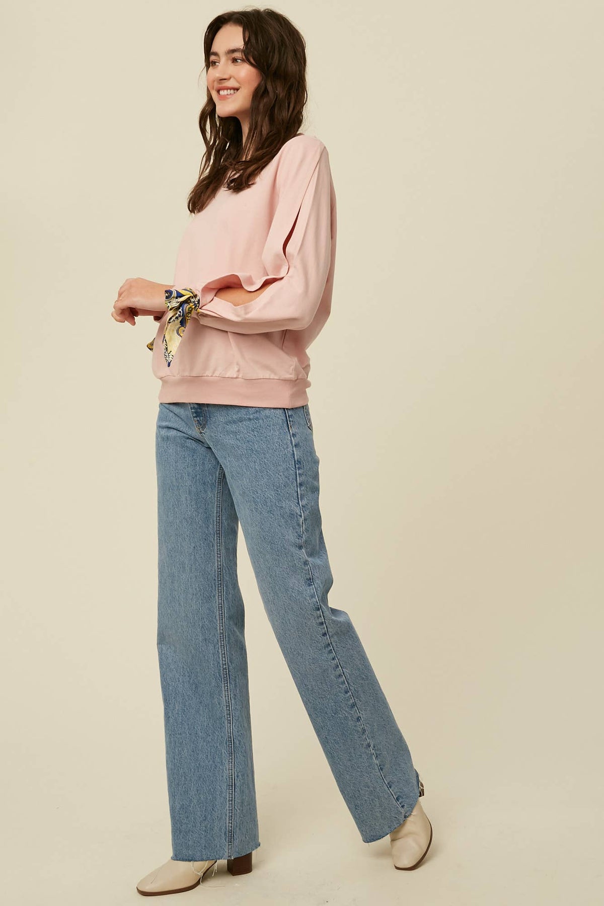 COMING SOON - Scarf Tie Sleeve Sweatshirt