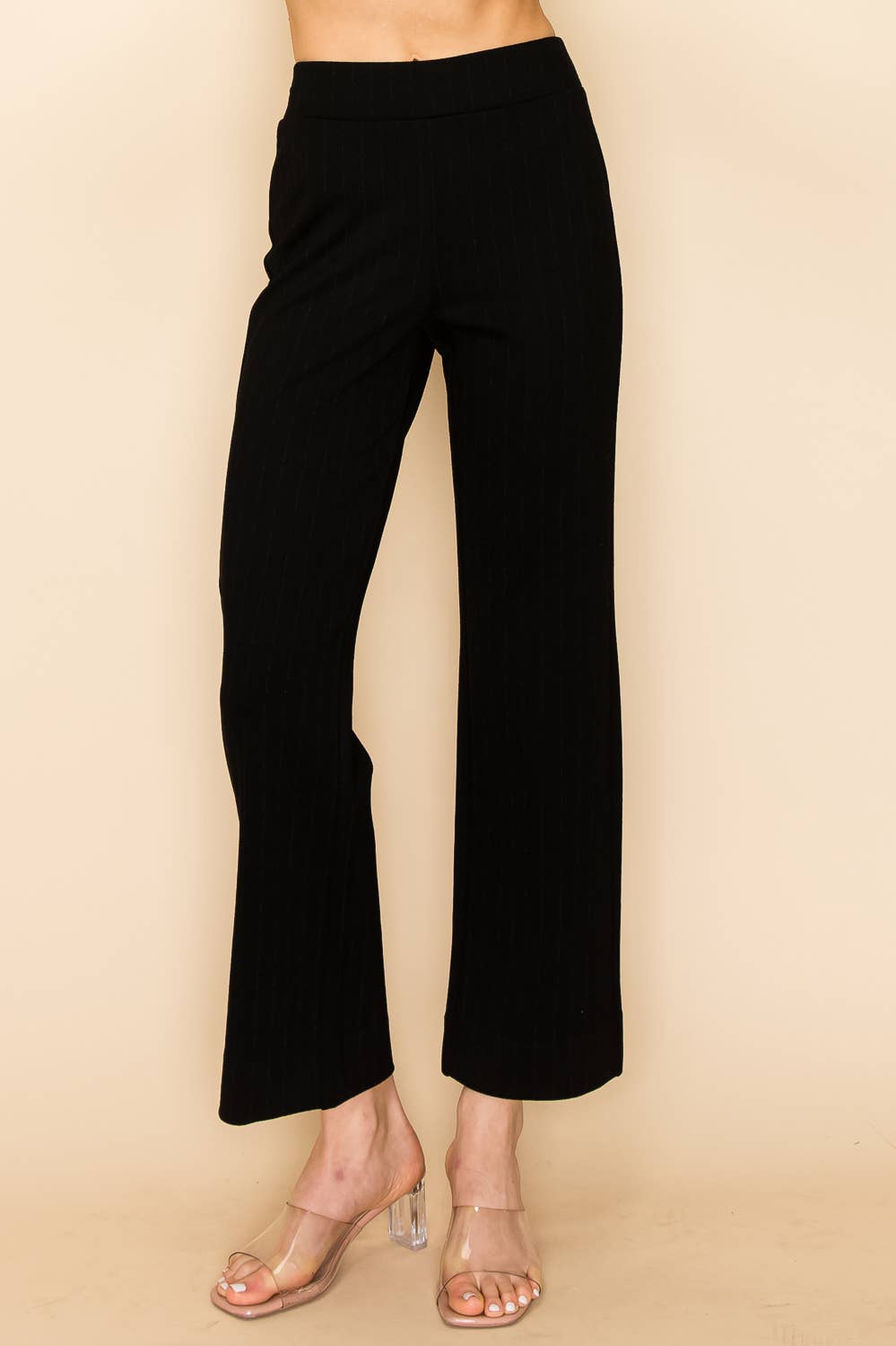 Black Casual Elastic Waist Pants
