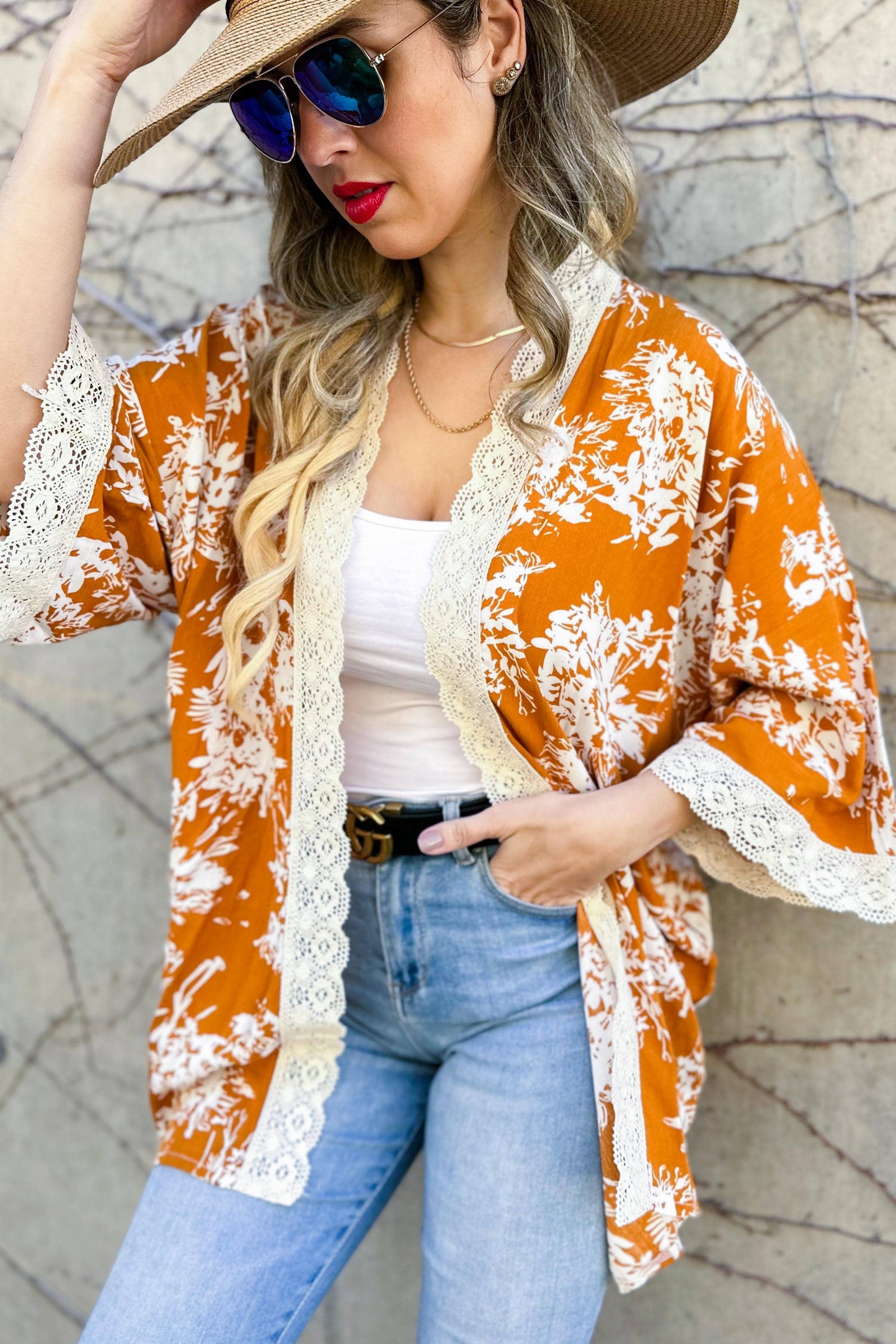 Copper Floral Kimono