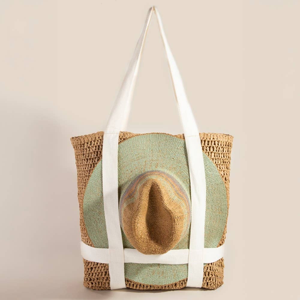 Straw Braided Hat Holder Tote Bag