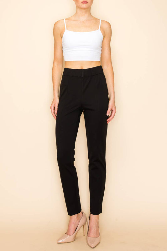 Black Elastic Waist Crop Pants