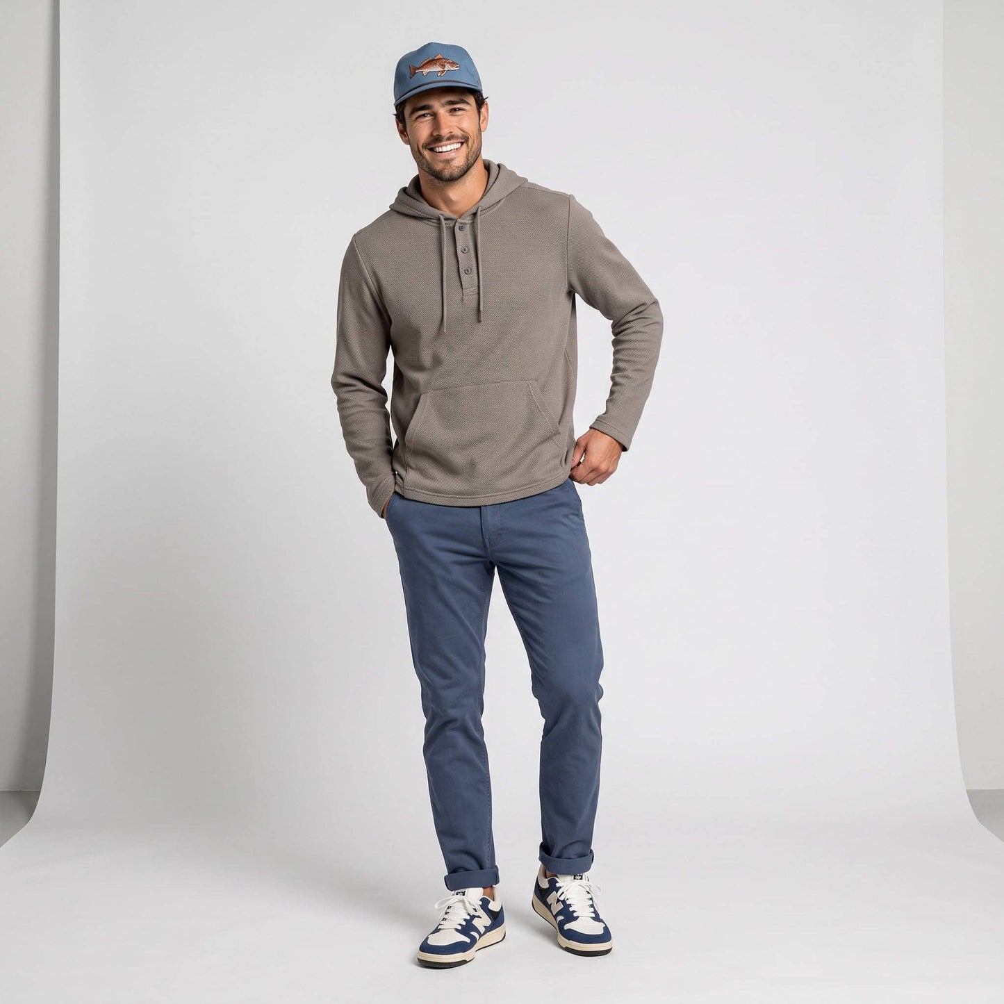 Men's Lichen Stretch Flannel Hooded Henley