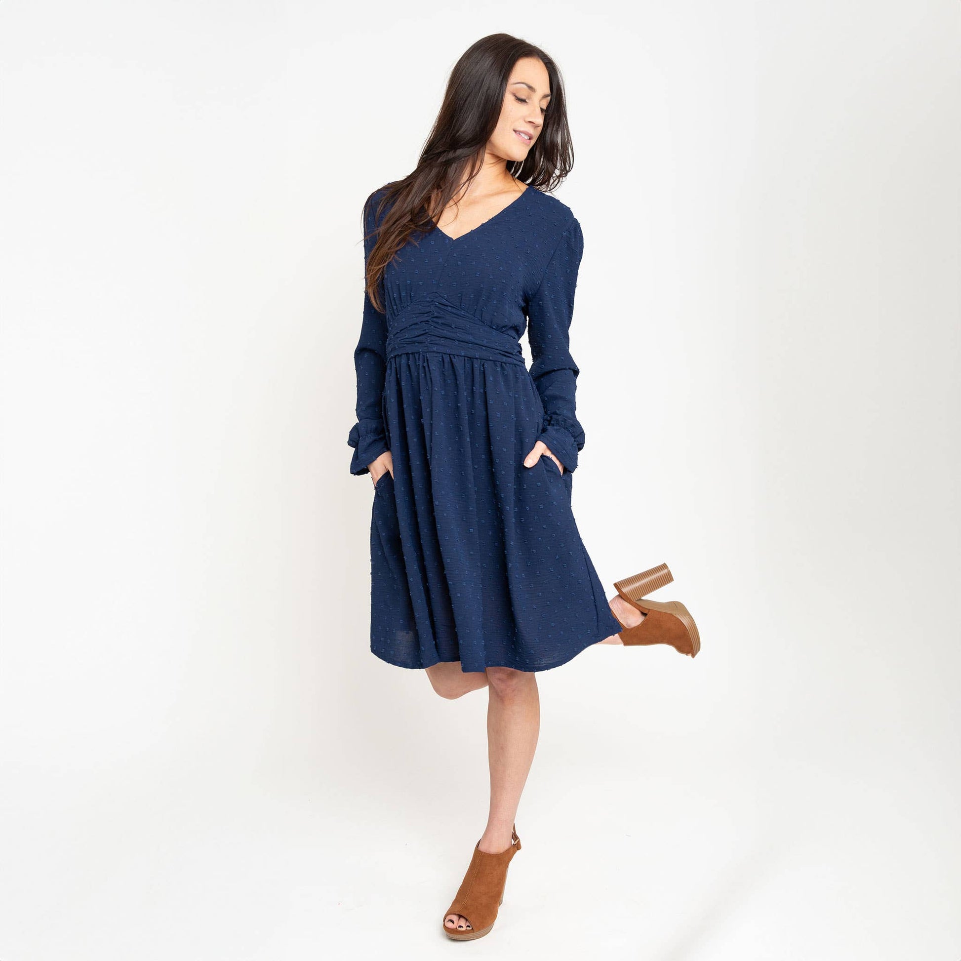 swiss dot long sleeve dress IDOPIP Long Sleeve Swiss Dot Dress for Women Tiered Maxi Dress with Belt Casual A Line Flowy Dress Fall Elegant Wrap V Neck Ruffle Long Dress Formal Party Wedding Guest Outfit Black