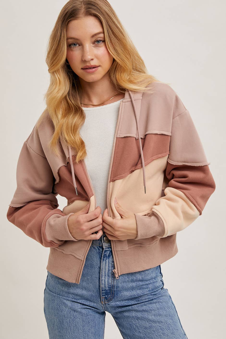 Patchwork Zipper Hoodie Jacket