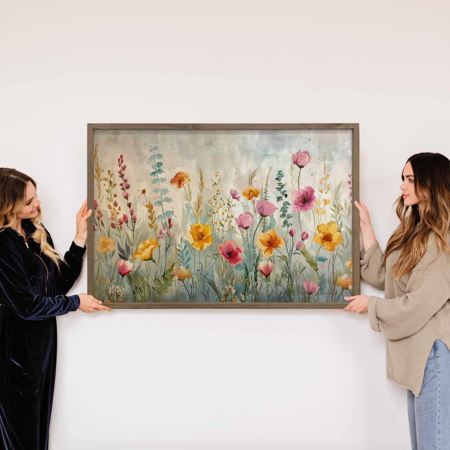 Colorful Wildflowers Wood Framed Art