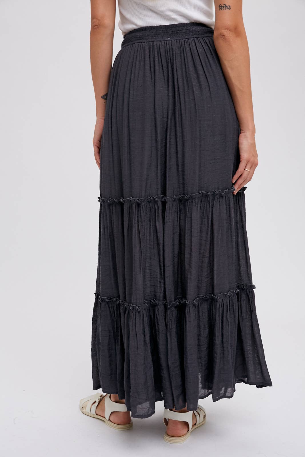 Tiered Ruffle Flowy Maxi Skirt