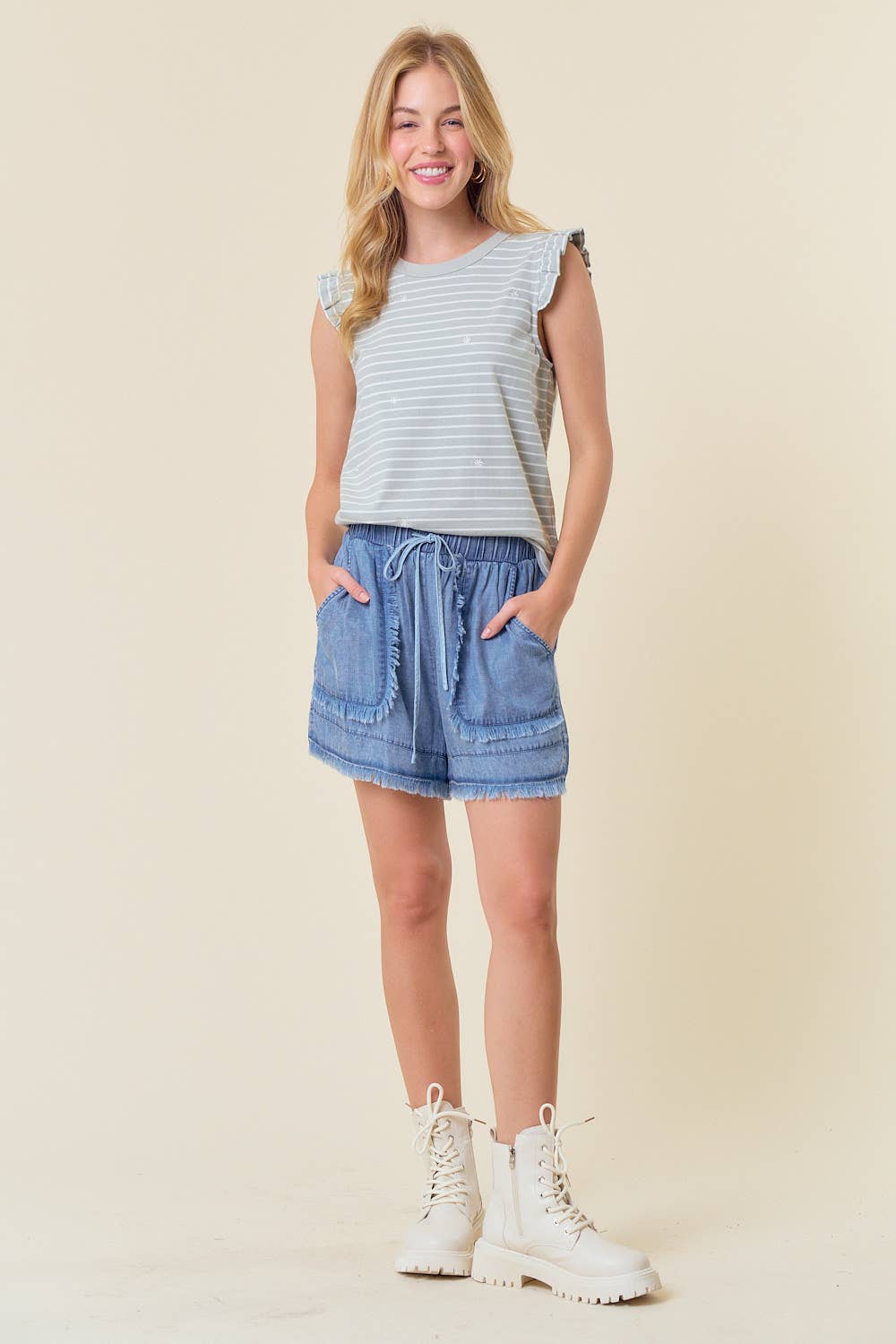 Ruffle Sleeveless Floral Tank