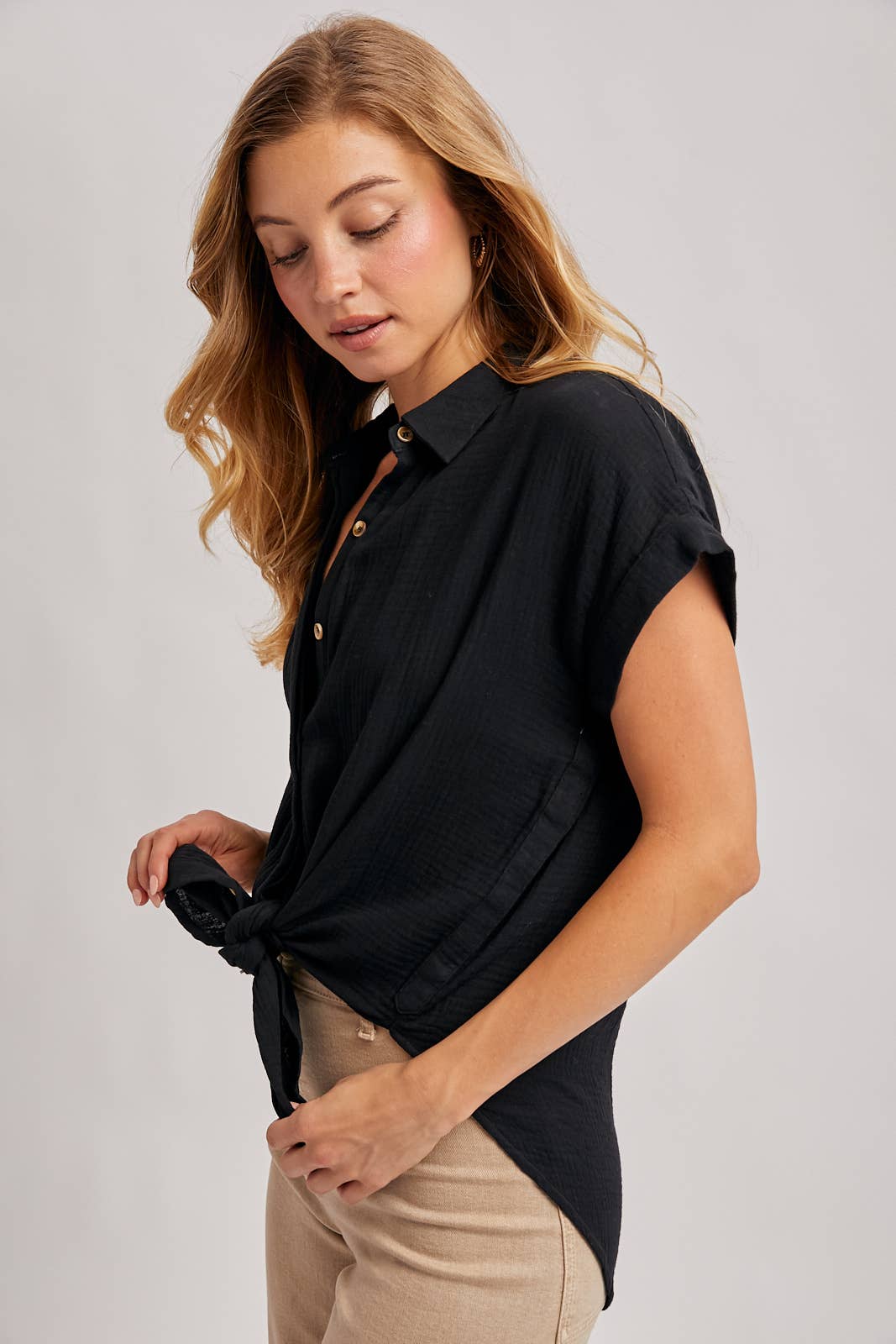 Front Tie Button Up Shirt