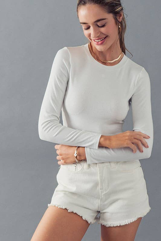 Fitted Long Sleeve Crew Crop Top