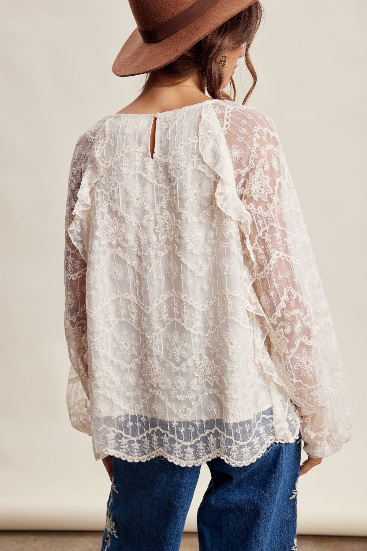 Bohemian Ruffled Lace Blouse