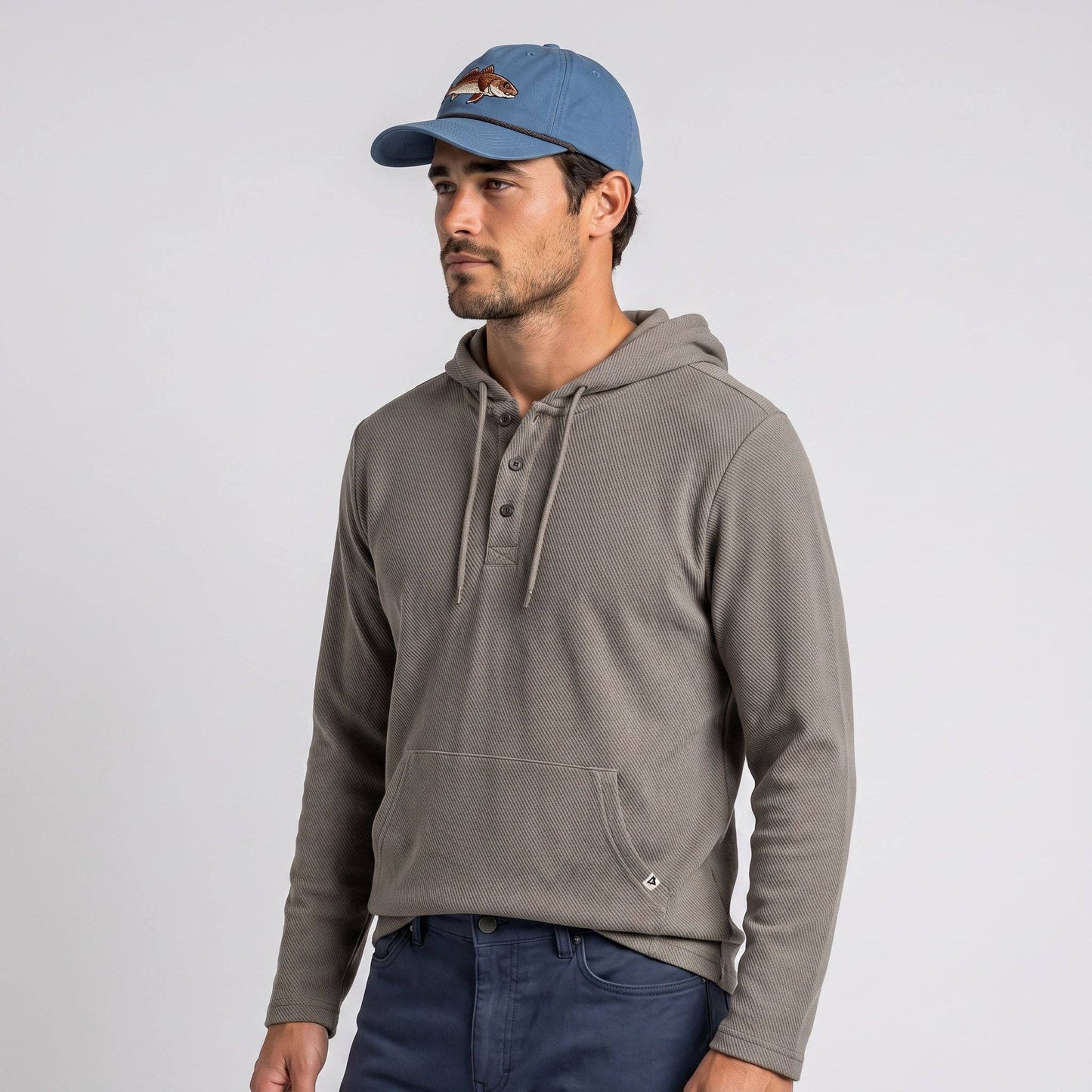 Men's Lichen Stretch Flannel Hooded Henley