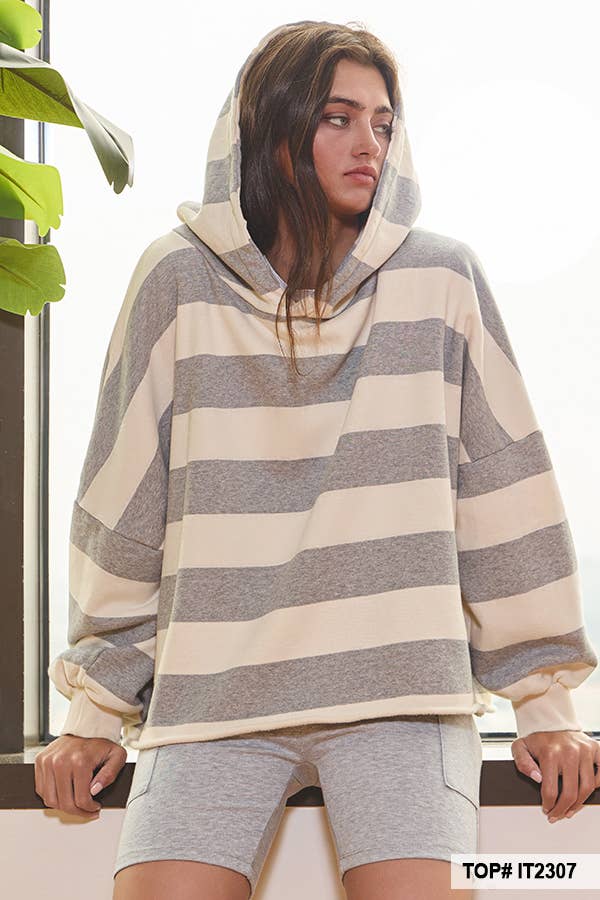 Striped Fleece Hoodie