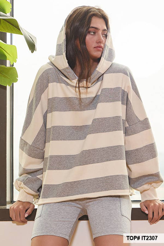 Striped Fleece Hoodie