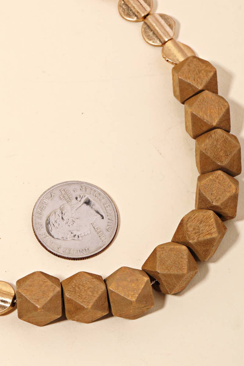 Block Bead Charm Long Necklace
