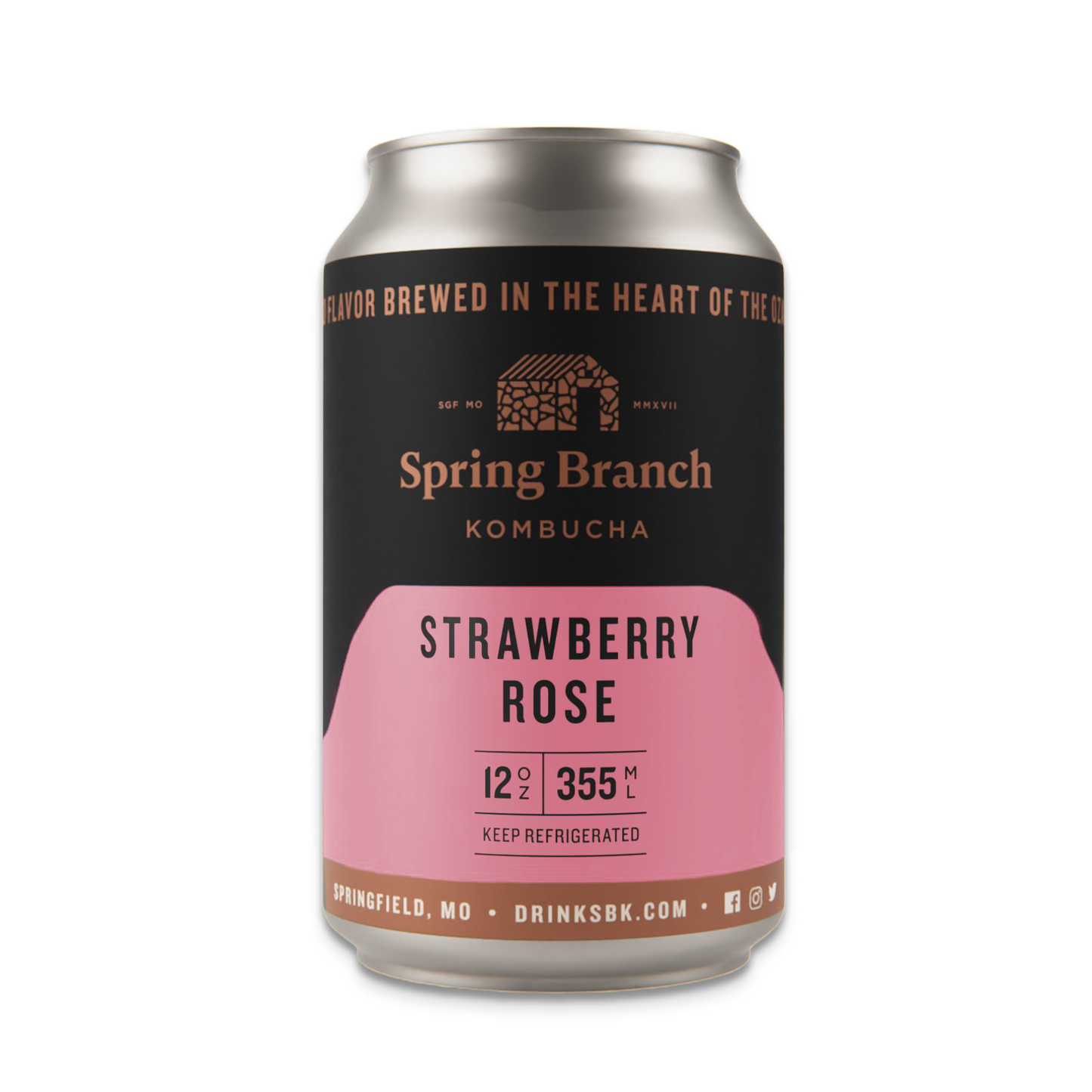 Strawberry Rose Kombucha, 12 oz